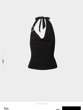 Aritzia Black Halter Camisole with Gold Ring Accent